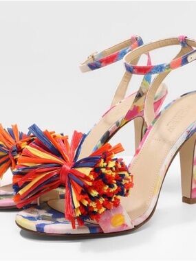 J. Crew Collection Raffia Bow Strappy Sandals